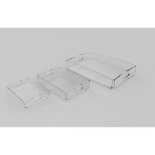 Vassoi portaoggetti in plexiglass trasparente - set da 3 pz Vassoi portaoggetti in plexiglass trasparente - set da 3 pz